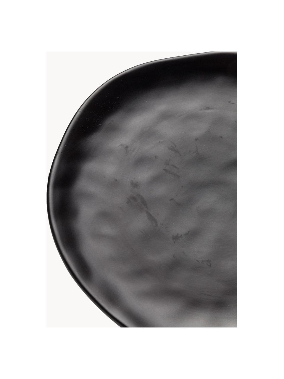 Mělké talíře Organic, 4 ks, Kamenina, Černá, Ø 26 cm