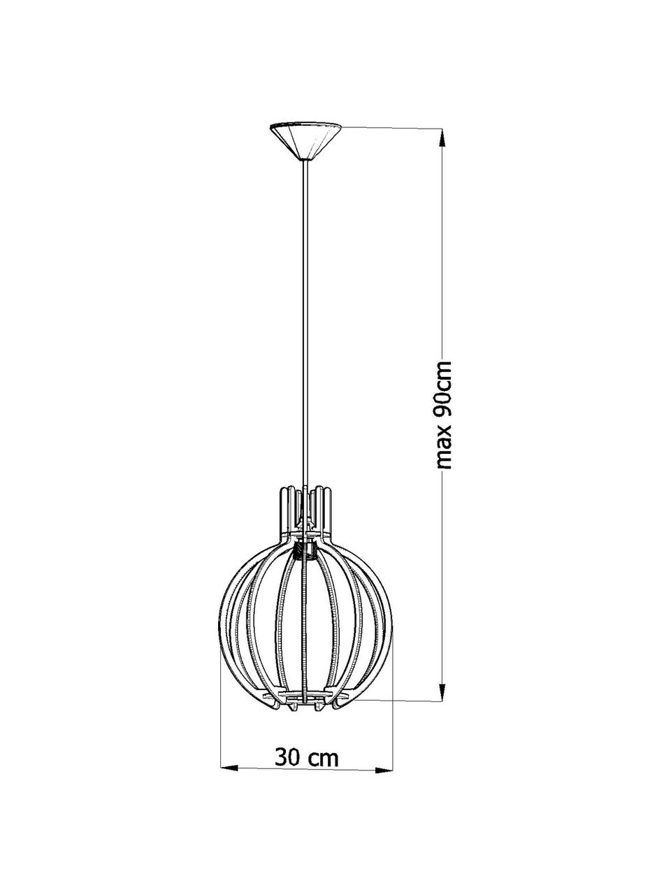 Lampada a sospensione in legno Laranxa, Paralume: legno, Baldacchino: materiale sintetico, Legno, nero, Ø 30 x Alt. 90 cm