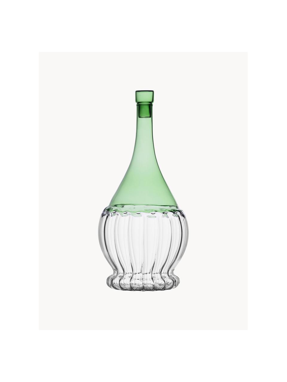 Handgemaakte karaf Garden Picnic, 1.8 l, Borosilicaatglas, Transparant, lichtgroen, 1,8 l