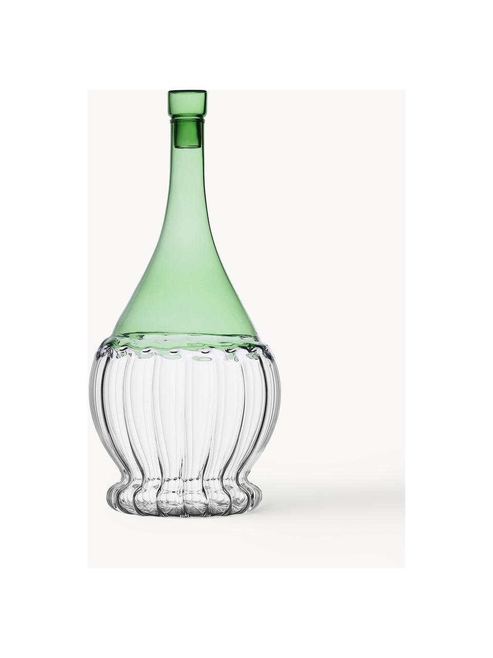 Handgefertigte Karaffe Garden Picnic, 1.8 L, Borosilikatglas, Transparent, Hellgrün, 1.8 L