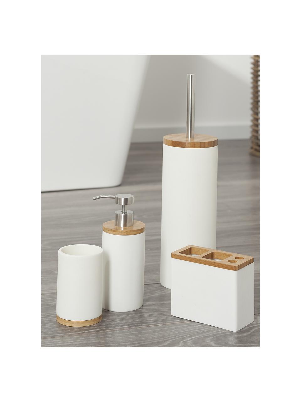 Distributeur de savon en bambou Grace, Blanc, Ø 7 x haut. 18 cm