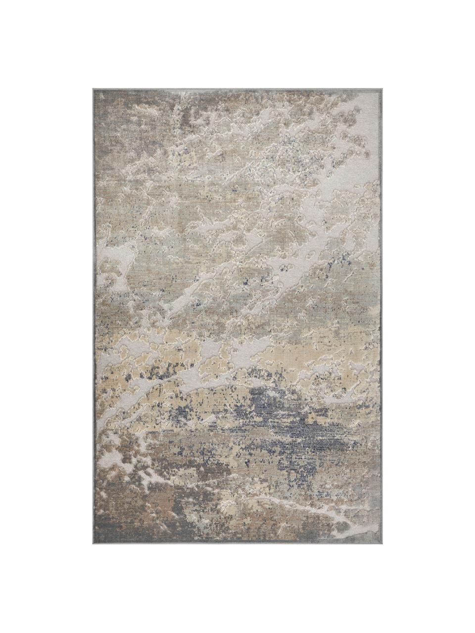 Tappeto in viscosa con effetto a rilievo Arroux, Retro: juta, Grigio, argentato, Larg. 200 x Lung. 300 cm (taglia L)