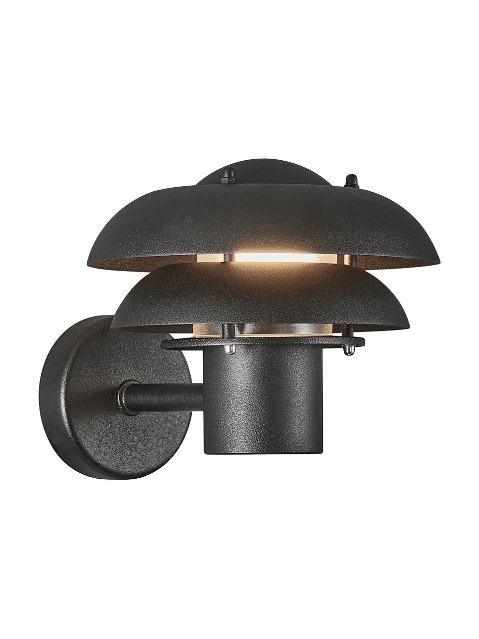 Outdoor wandlamp Kurnos, Lampenkap: gecoat metaal, Diffuser: kunststof, Zwart, B 20 cm x H 18 cm