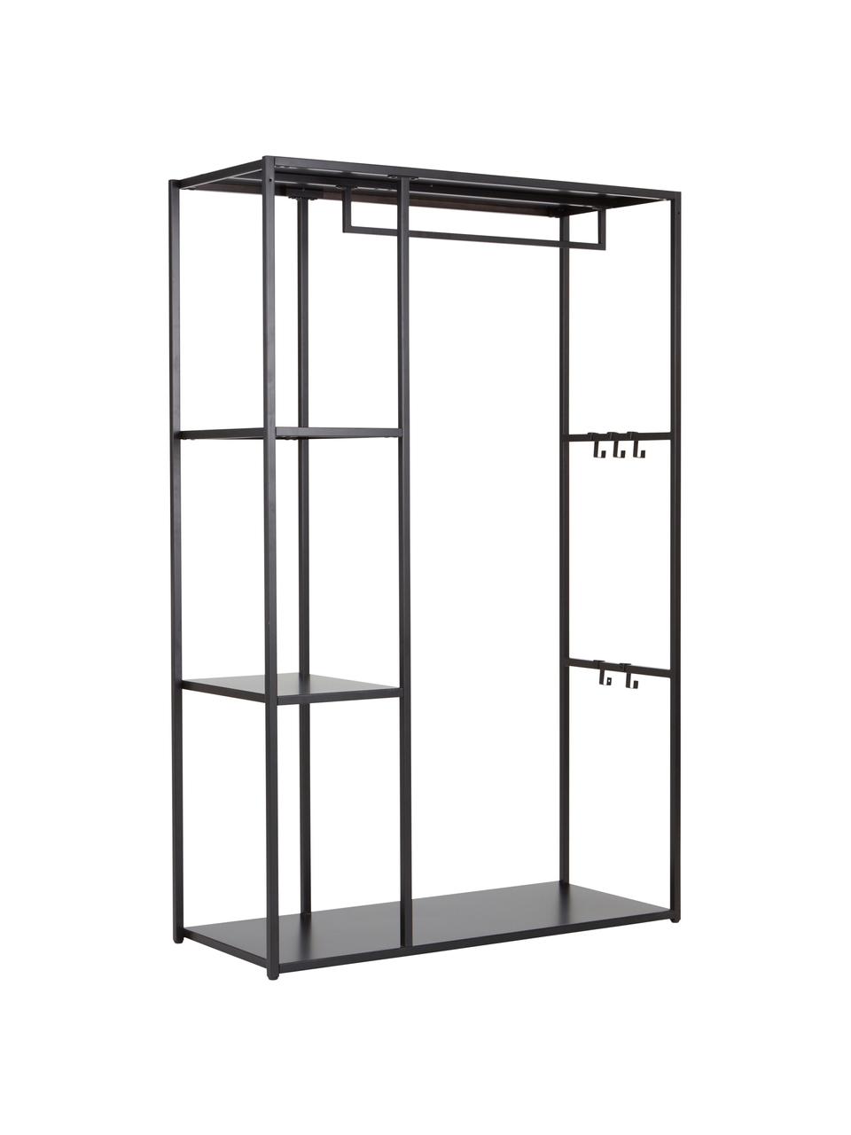 Open metalen kledingkast Preston, Gepoedercoat staal, Zwart, B 110 cm x H 170 cm