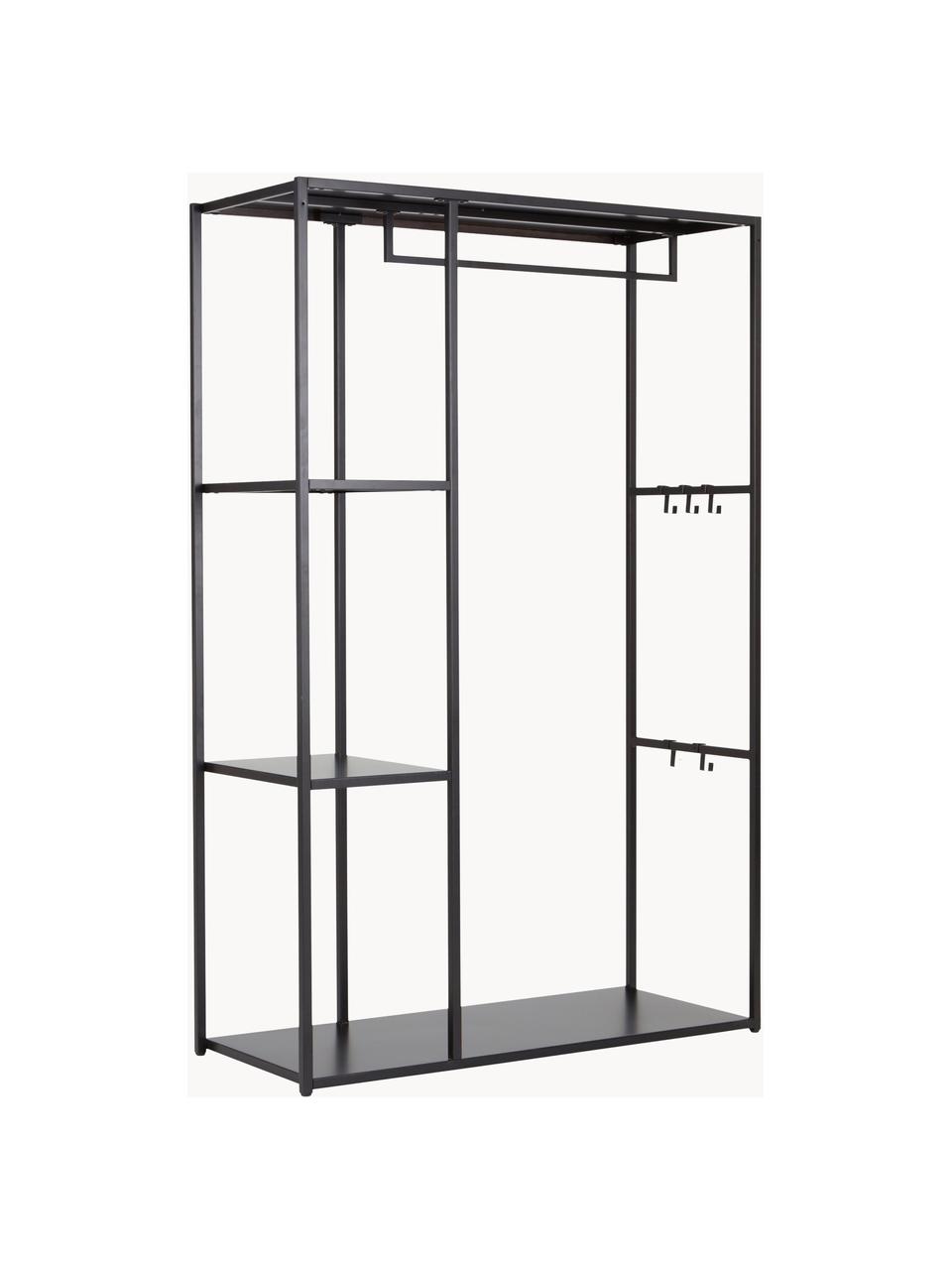 Open metalen kledingkast Preston, Gepoedercoat staal, Zwart, B 110 cm x H 170 cm