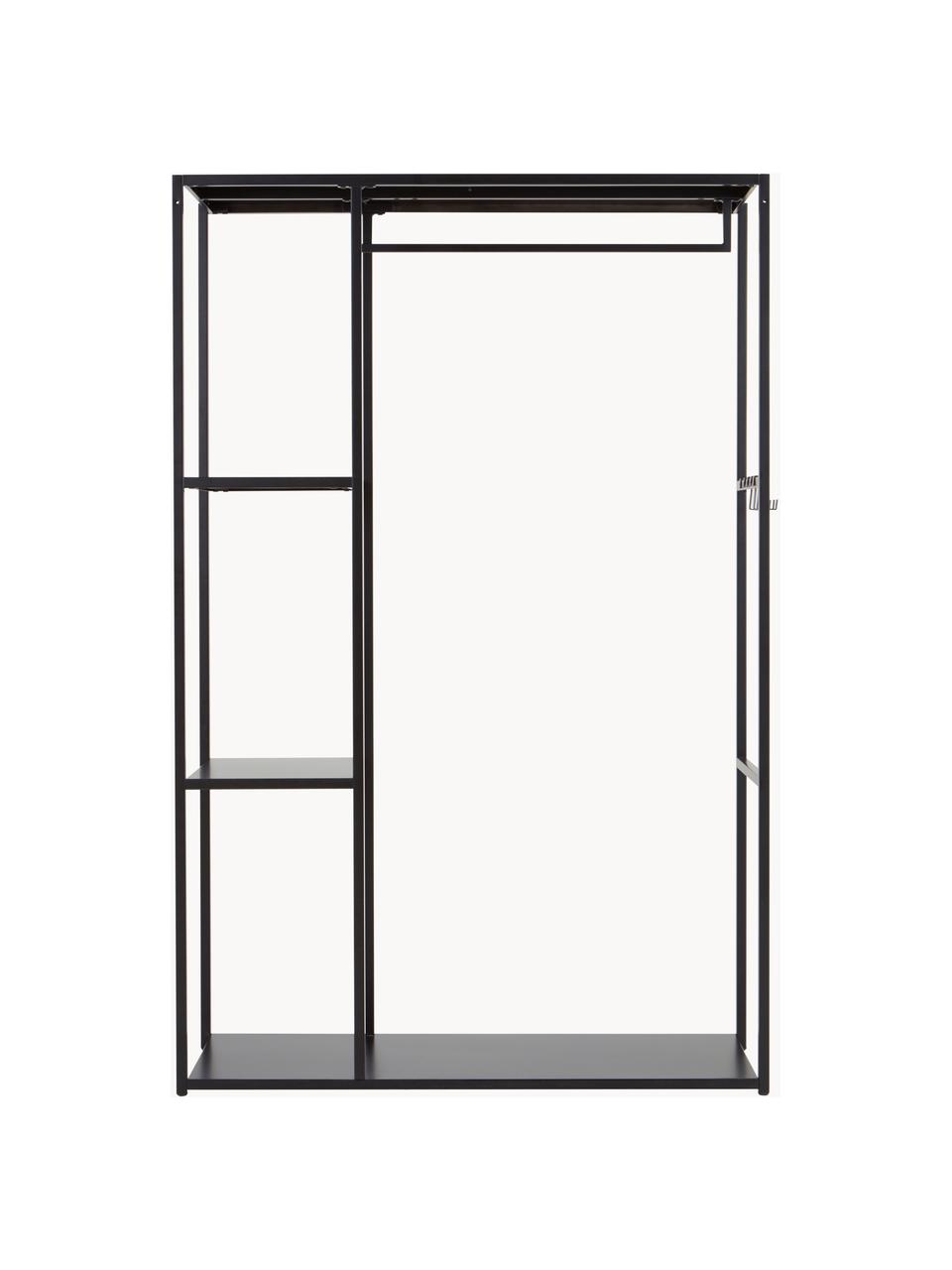 Open metalen kledingkast Preston, Gepoedercoat staal, Zwart, B 110 cm x H 170 cm