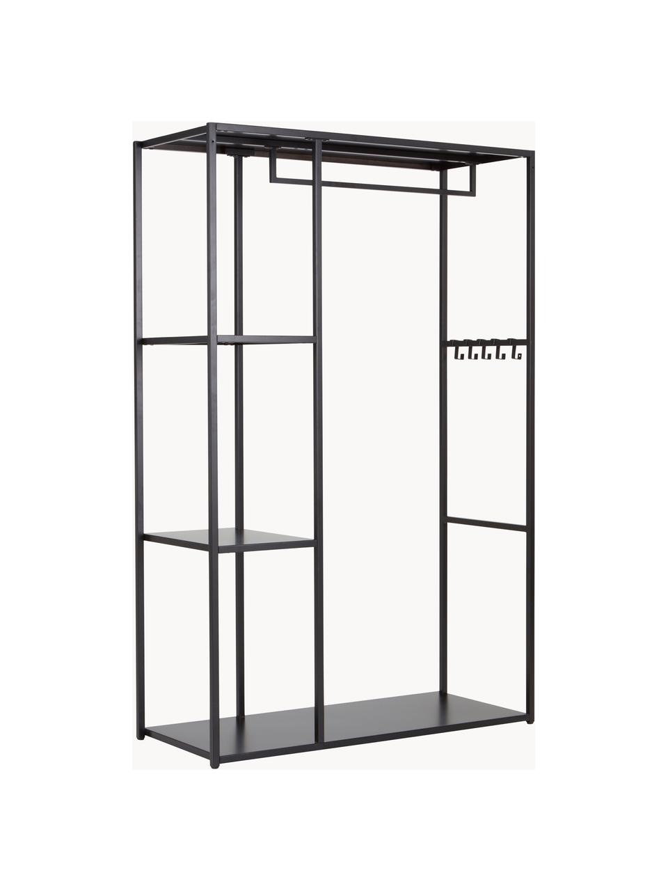 Offener Metall-Kleiderschrank Preston, Stahl, pulverbeschichtet, Schwarz, B 110 x H 170 cm