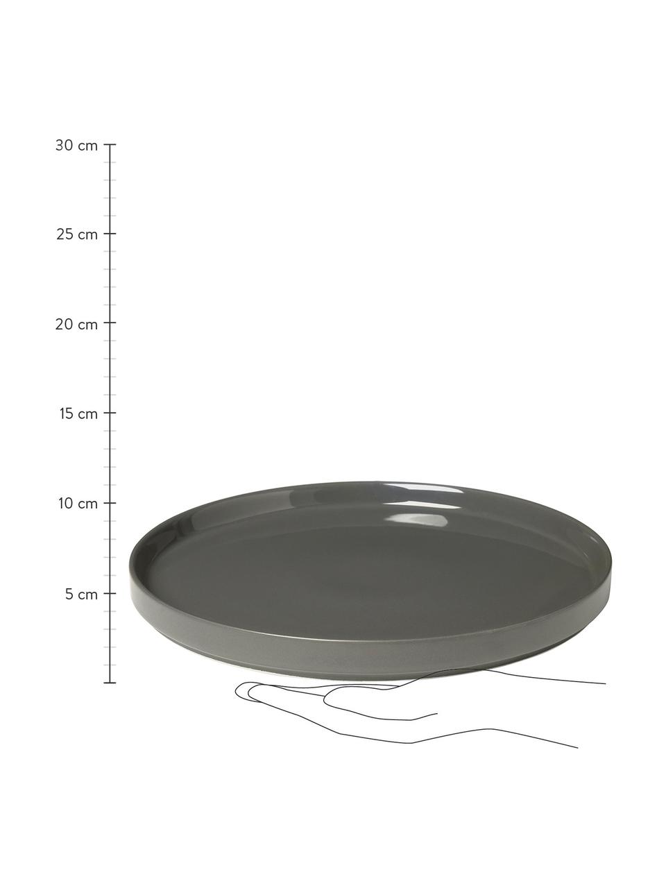 Assiette plate gris foncé mat/brillant Pilar, 6 pièces, Céramique, Gris foncé, Ø 27 cm