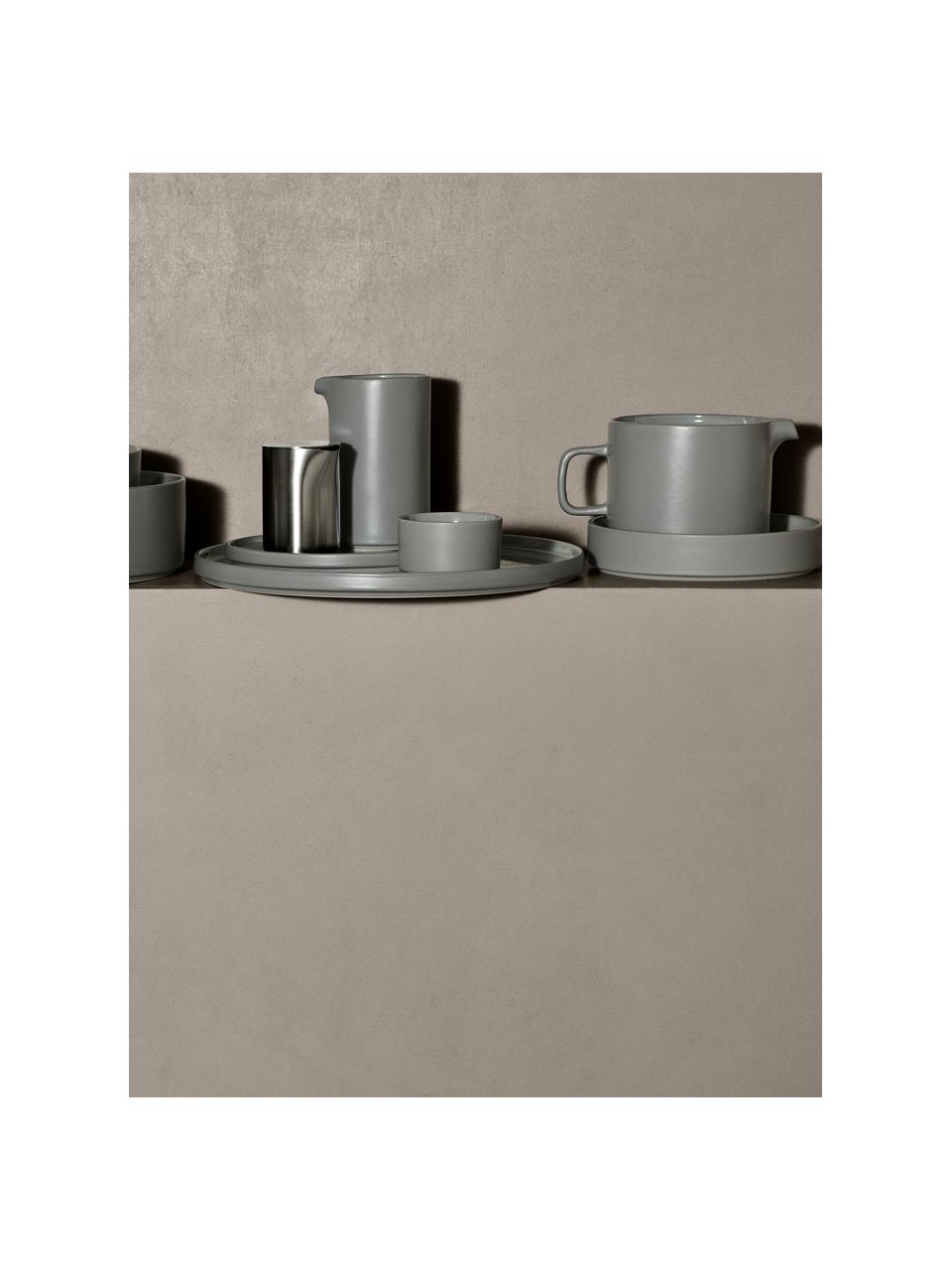 Mělký talíř Pilar, 6 ks, Keramika, Tmavě šedá, Ø 27 cm