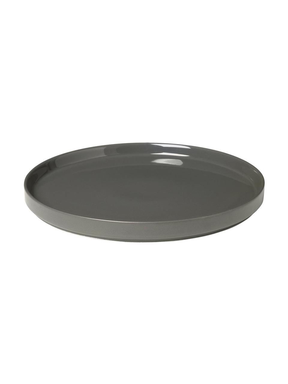 Assiette plate gris foncé mat/brillant Pilar, 6 pièces, Céramique, Gris foncé, Ø 27 cm