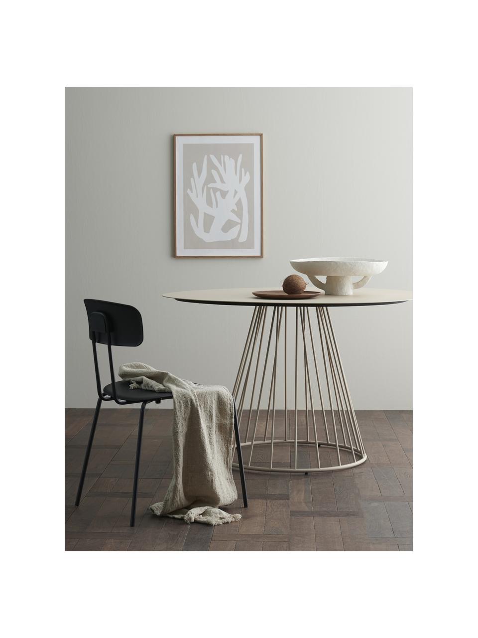 Tavolo da pranzo rotondo con struttura in metallo beige Maggie, Ø 120 cm, Piano del tavolo: compensato, metallo, rive, Struttura: metallo, rivestito, Beige, Ø 120 x Alt. 75 cm