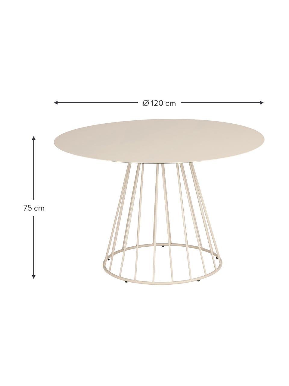 Table à manger ronde beige en métal Maggie, Ø 120 cm, Beige, Ø 120 x haut. 75 cm