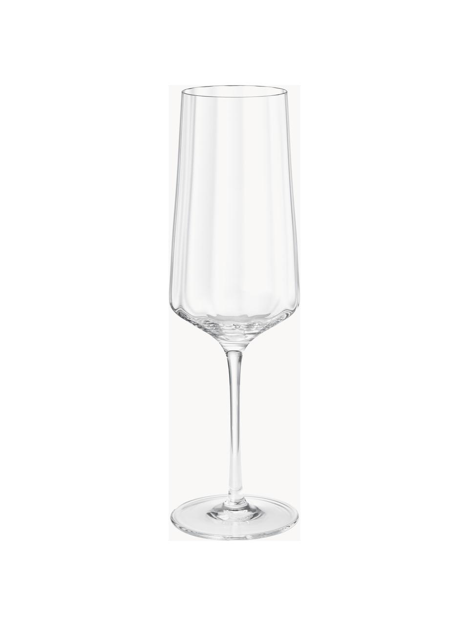 Kristallen champagneglazen Bernadotte met groefstructuur, 6 stuks, Kristalglas, Transparant, Ø 7 x H 22 cm, 270 ml