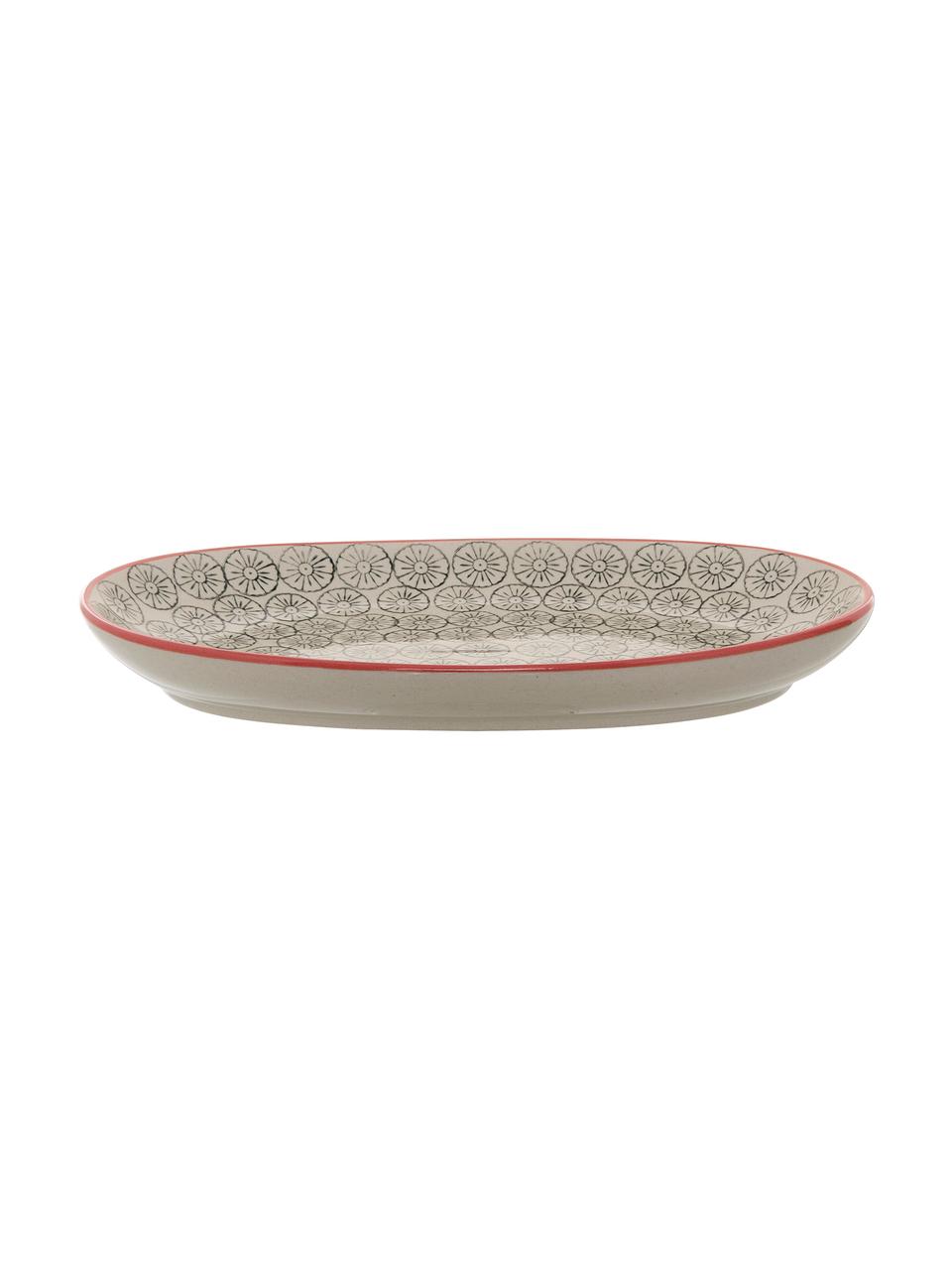 Servierplatten Cécile mit kleinem Muster, L 22 x B 13 cm, 2er-Set, Keramik, Mehrfarbig, 13 x 22 cm