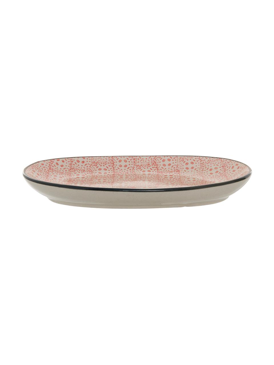 Servierplatten Cécile mit kleinem Muster, L 22 x B 13 cm, 2er-Set, Keramik, Mehrfarbig, 13 x 22 cm
