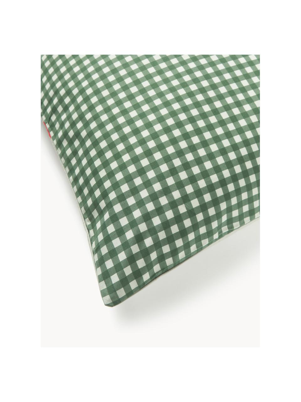 Funda de almohada de percal Pine, Verde salvia, verde oscuro, rojo, An 45 x L 110 cm
