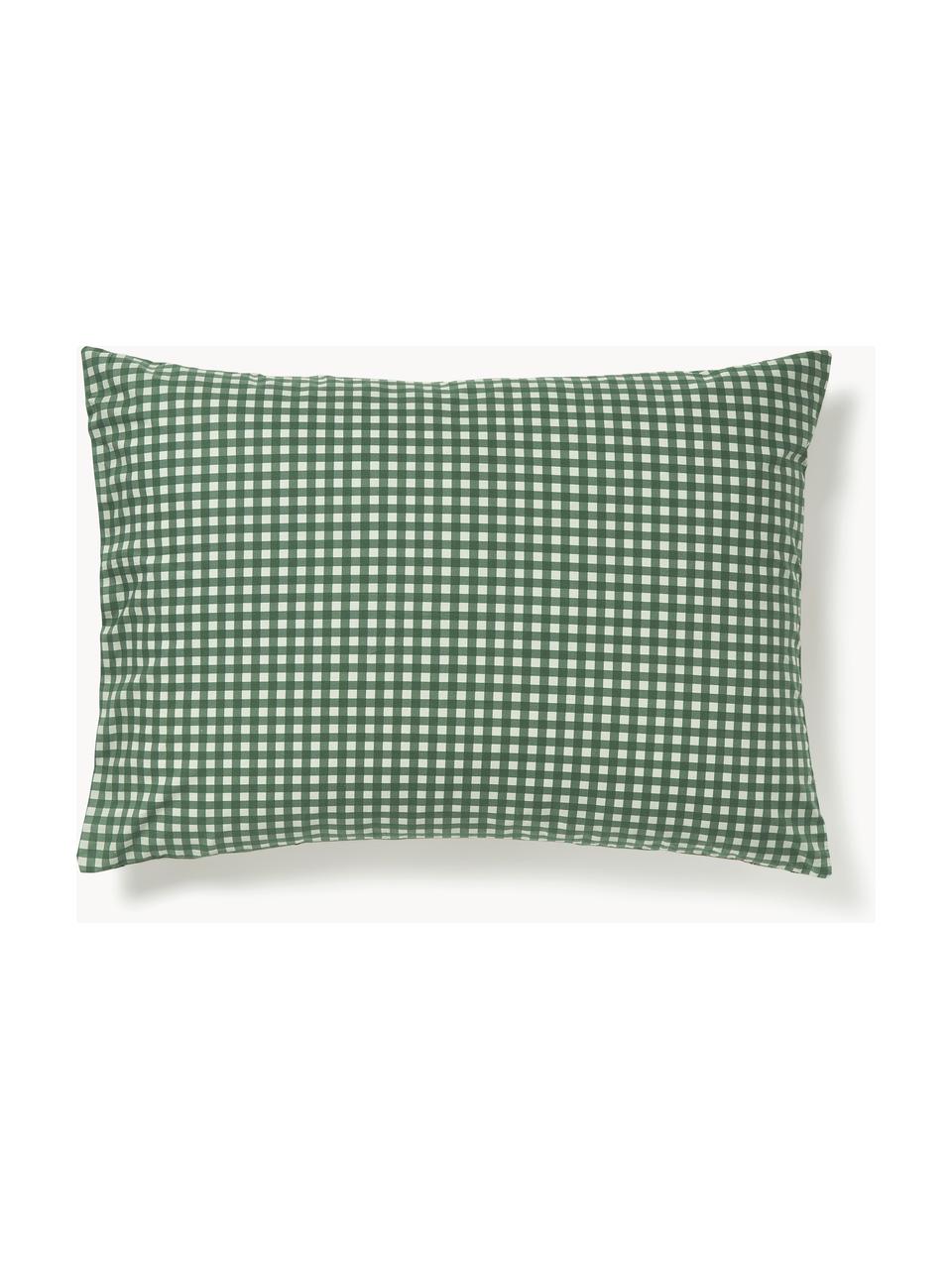 Taie d'oreiller en percale de coton Pine, Vert sauge, vert foncé, rouge, larg. 50 x long. 70 cm