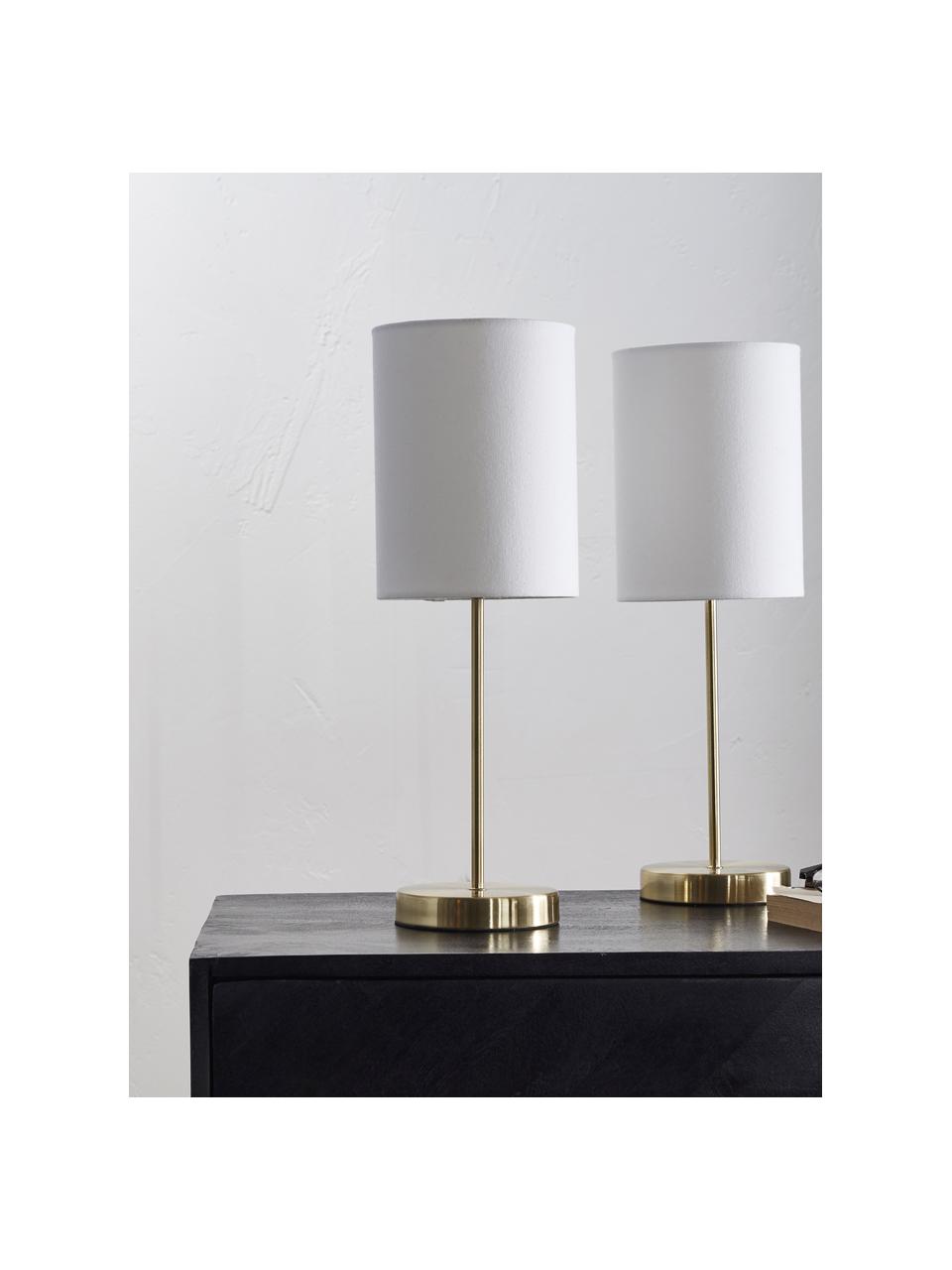 Klasická noční stolní lampa Seth, 2 ks, Bílá, mosazná, Ø 15 cm, V 45 cm