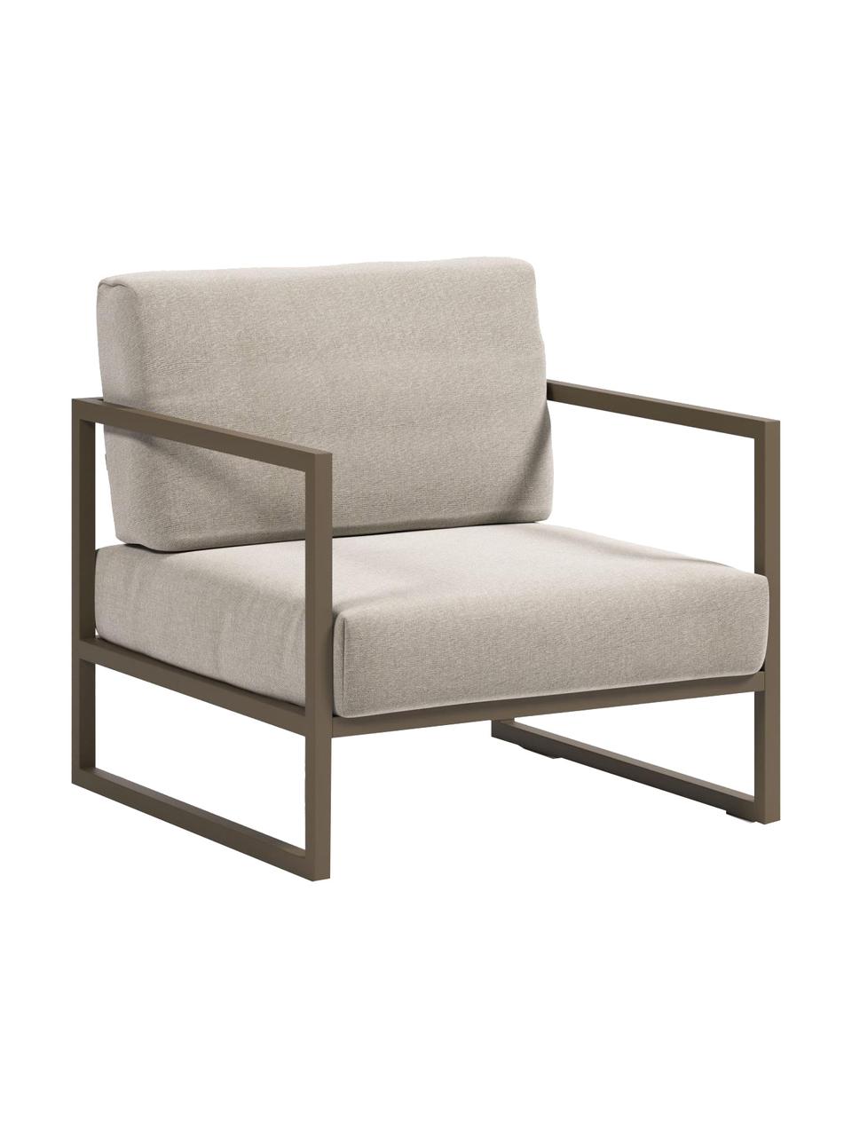 Poltrona da giardino Comova, Struttura: metallo verniciato a polv, Rivestimento: poliestere, Webstoff grigio chiaro, marrone, Larg. 78 x Prof. 85 cm