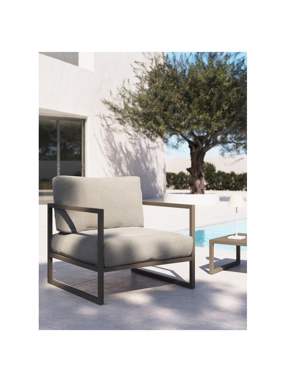 Tuin loungefauteuil Comova, Frame: gepoedercoat metaal, Bekleding: polyester, Geweven stof lichtbeige, olijfgroen, B 78 x D 85 cm