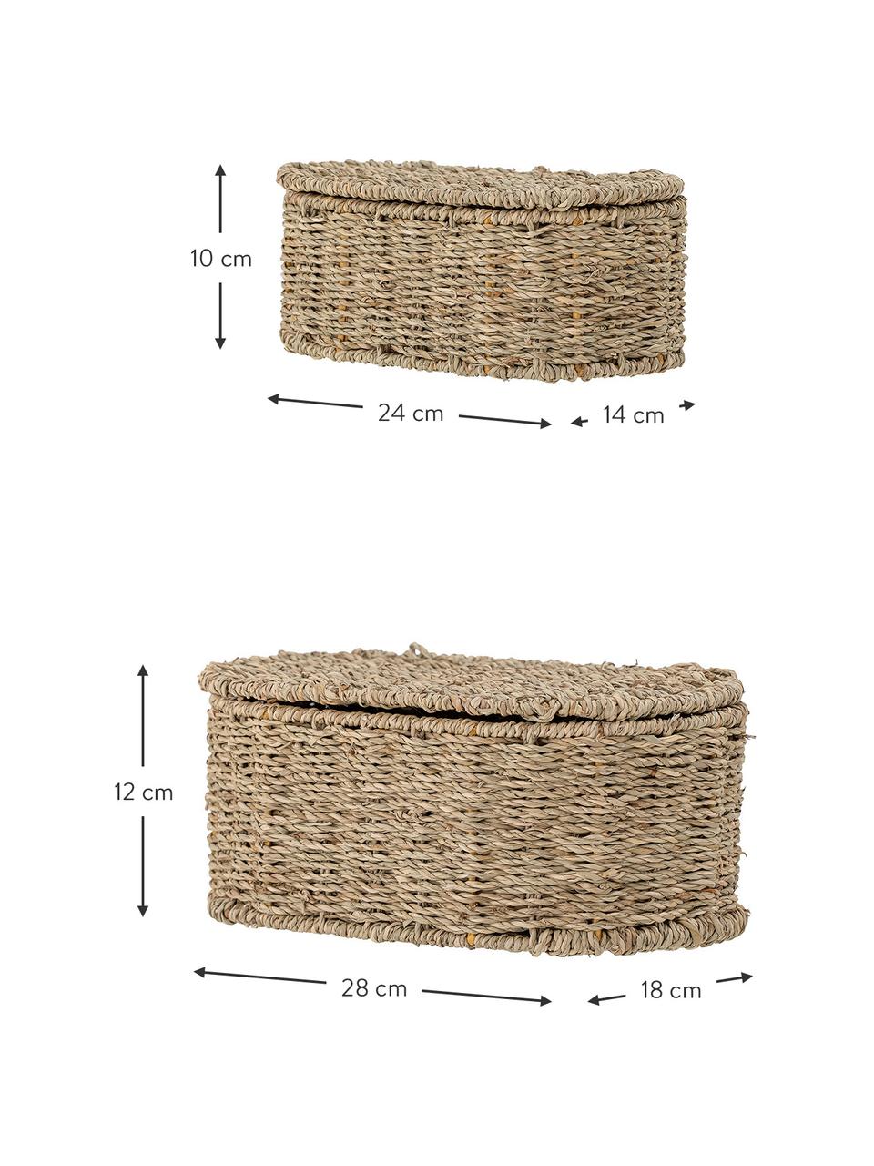 Corbeille de rangement jonc de mer Rossey, 2 élém., Jonc de mer, Brun clair, Lot de différentes tailles