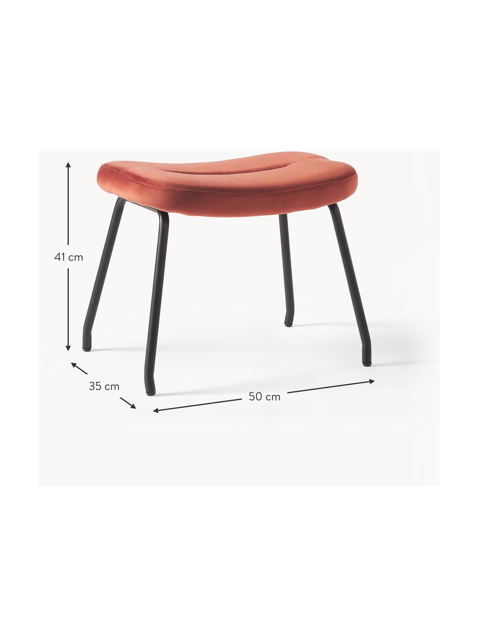 Tabouret en velours avec pieds en métal Wing, Velours brun, noir, larg. 50 x haut. 41 cm