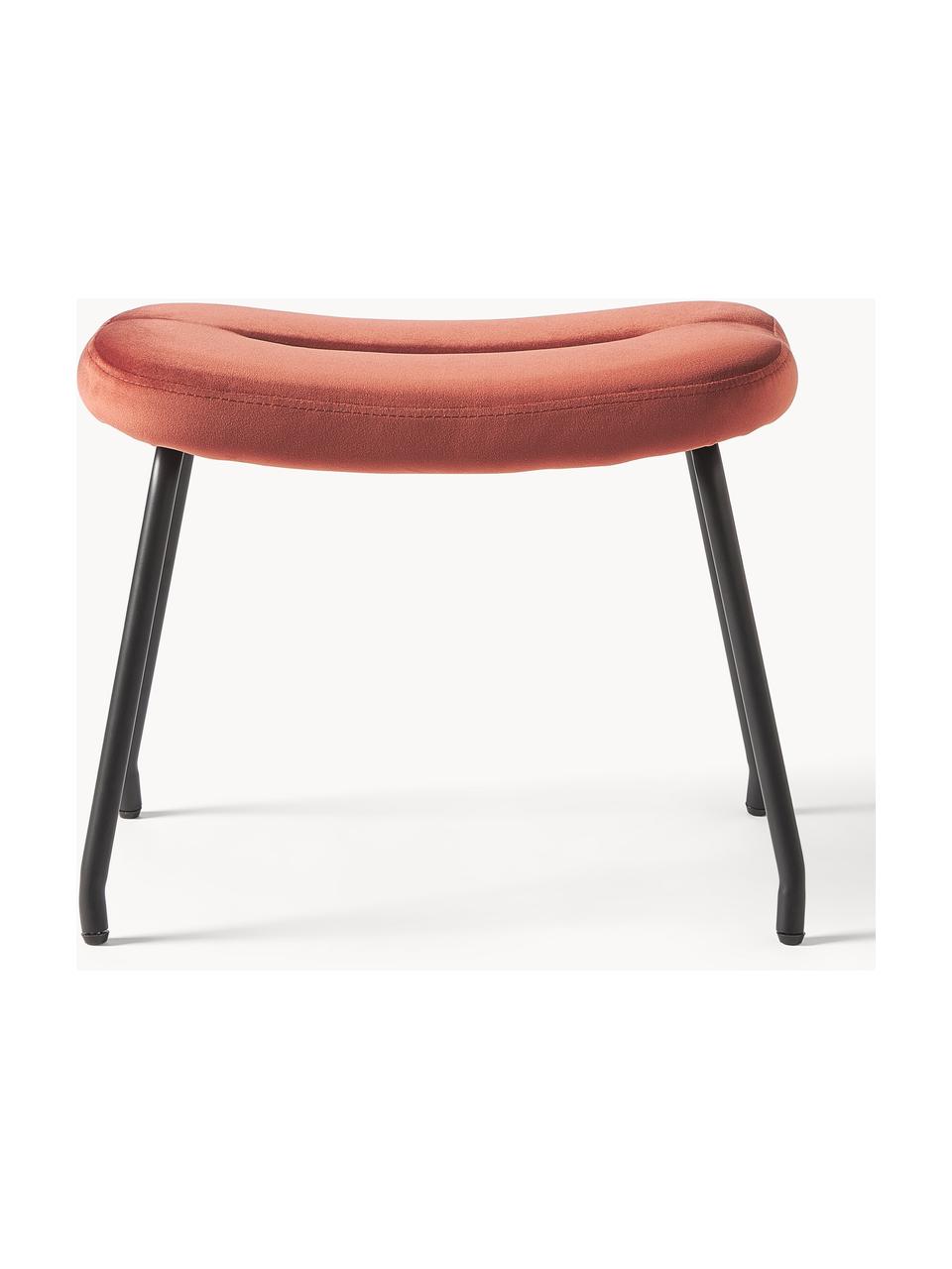 Tabouret en velours avec pieds en métal Wing, Velours brun, noir, larg. 50 x haut. 41 cm