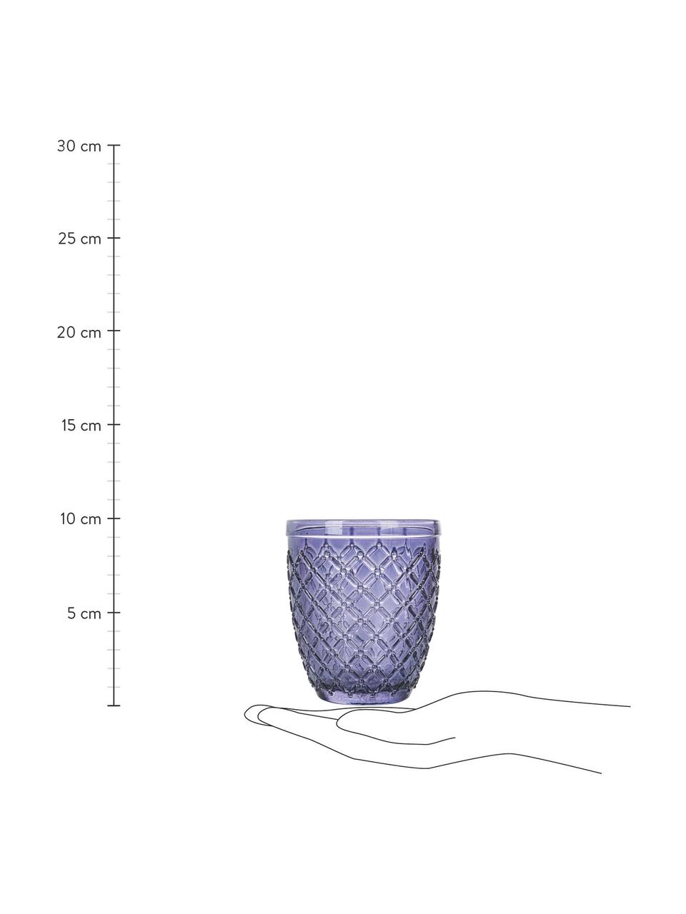 Waterglazen Castle, set van 6, Glas, Lila tinten, oranjetinten, B 8 x H 10 cm, 275 ml