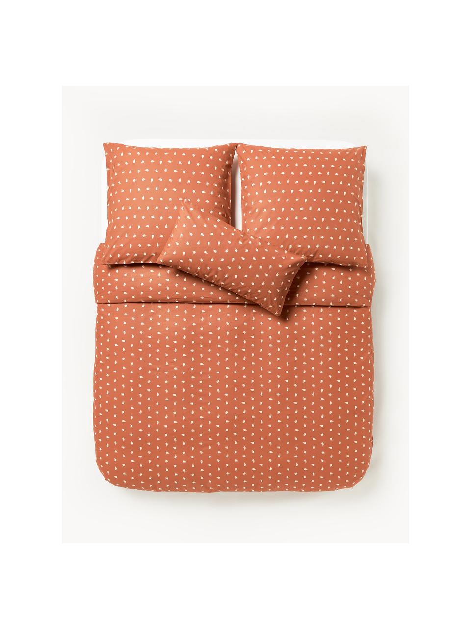 Baumwoll-Bettdeckenbezug Amma mit Tupfen-Muster, Webart: Renforcé Fadendichte 144 , Terrakotta, B 200 x L 200 cm