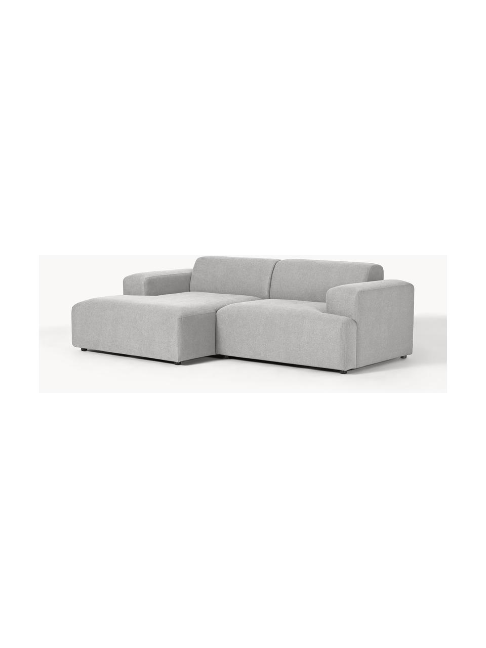 Ecksofa Melva (3-Sitzer), Bezug: 100 % Polyester Der strap, Gestell: Massives Kiefern- und Fic, Füße: Kunststoff Dieses Produkt, Webstoff Hellgrau, B 238 x T 143 cm, Eckteil links