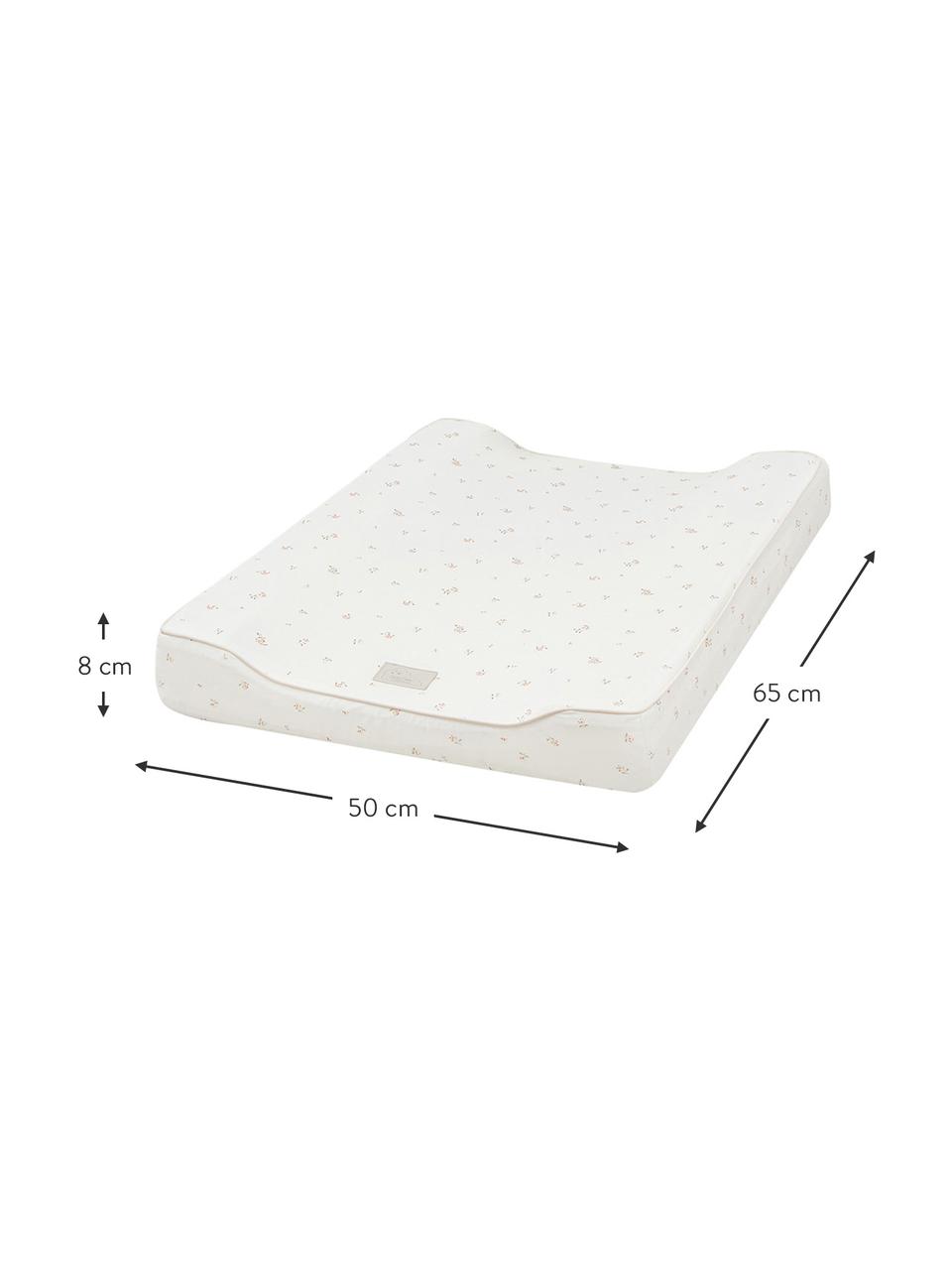 Matelas à langer coton bio Poppies, Blanc, rose, larg. 50 x long. 65 cm