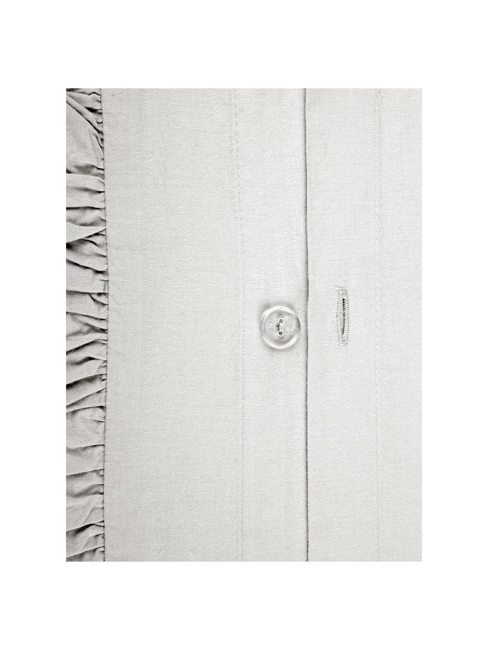 Gewaschener Baumwoll-Bettdeckenbezug Florence mit Rüschen, Webart: Perkal Fadendichte 180 TC, Hellgrau, B 200 x L 210 cm