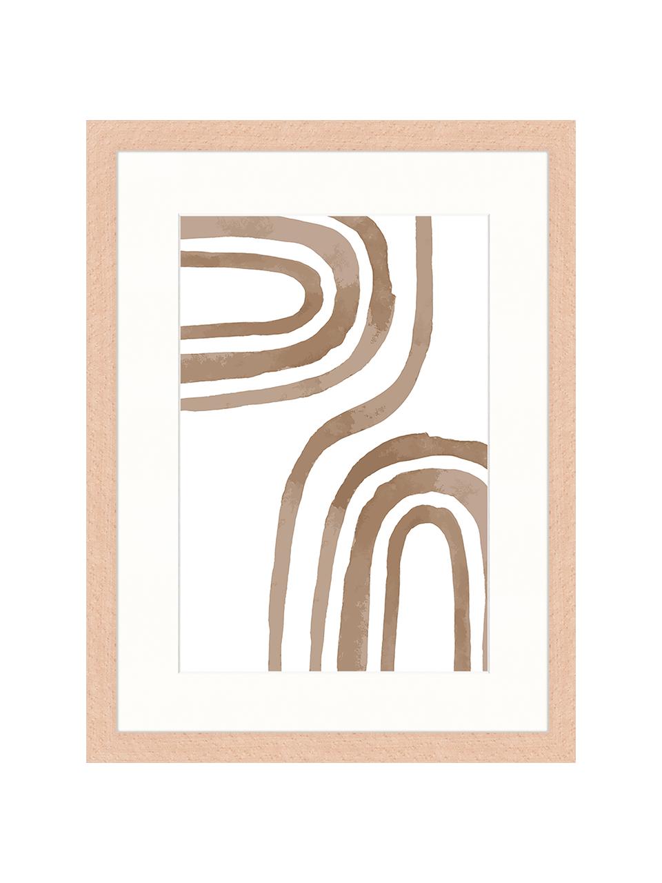 Gerahmter Digitaldruck Modern Poster, Bild: Digitaldruck auf Papier, , Rahmen: Holz, lackiert, Front: Plexiglas, Braun, Weiß, B 33 x H 43 cm