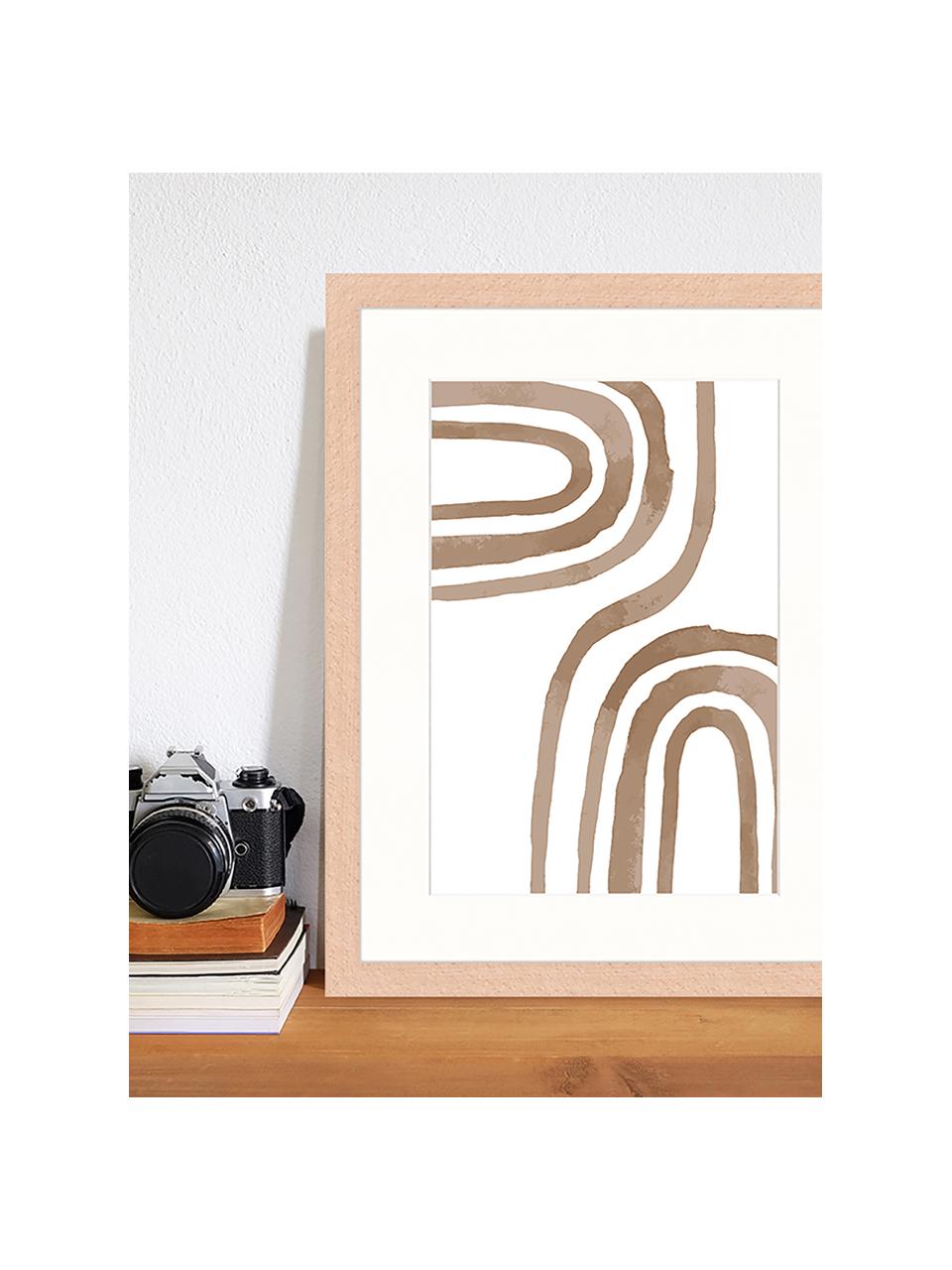 Ingelijste digitale print Modern Poster, Afbeelding: digitale print op papier,, Lijst: gelakt hout, Bruin, wit, B 33 cm x H 43 cm