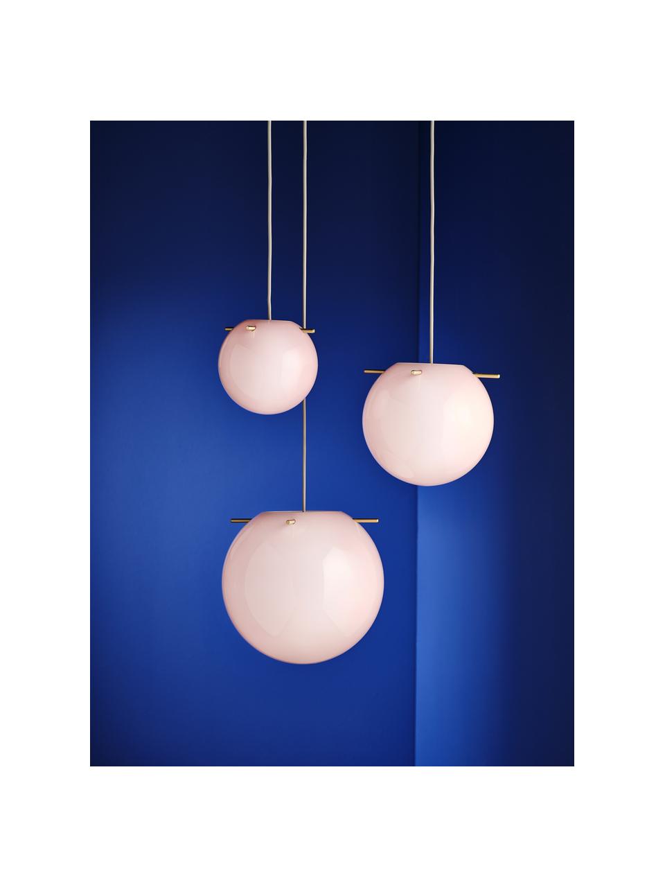 Kleine bolvormige hanglamp Koi, verschillende formaten, Lampenkap: glas, Lichtroze, Ø 19 x H 18 cm