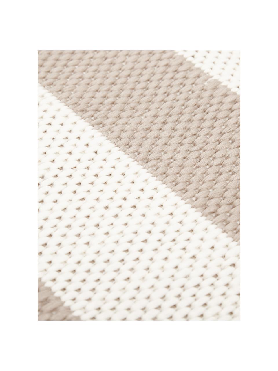 Tapis d'extérieur à jeu de rayures Axa, 86 % polypropylène, 14 % polyester, Blanc cassé, beige clair, larg. 80 x long. 150 cm (taille XS)