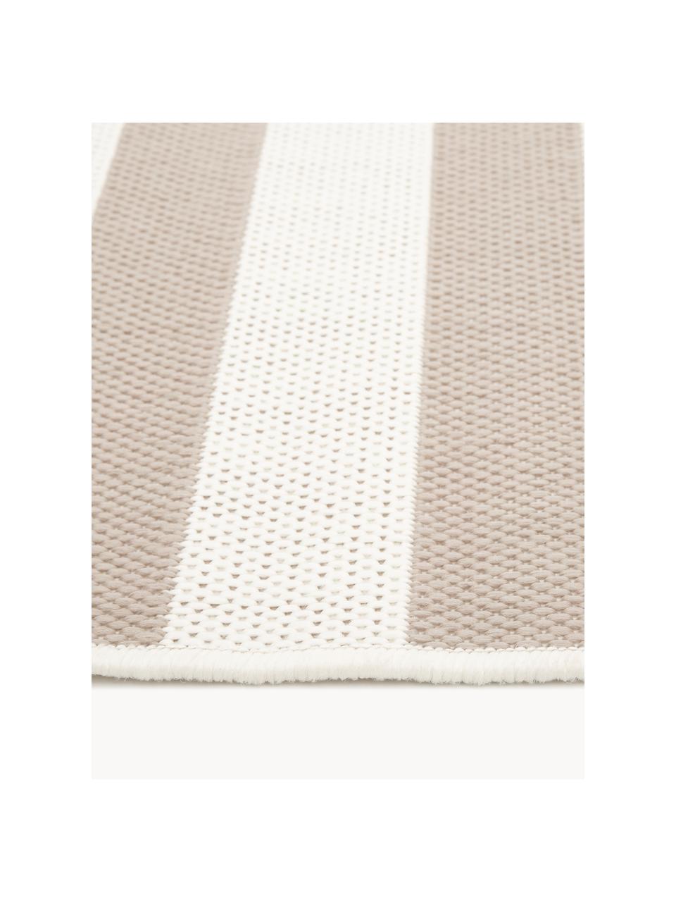 Tapis d'extérieur à jeu de rayures Axa, 86 % polypropylène, 14 % polyester, Blanc cassé, beige clair, larg. 80 x long. 150 cm (taille XS)