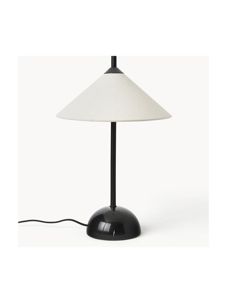 Lampada da tavolo con base in marmo Vica, Paralume: lino (100% poliestere), Struttura: metallo rivestito, Bianco crema, nero marmorizzato, Ø 31 x Alt. 48 cm