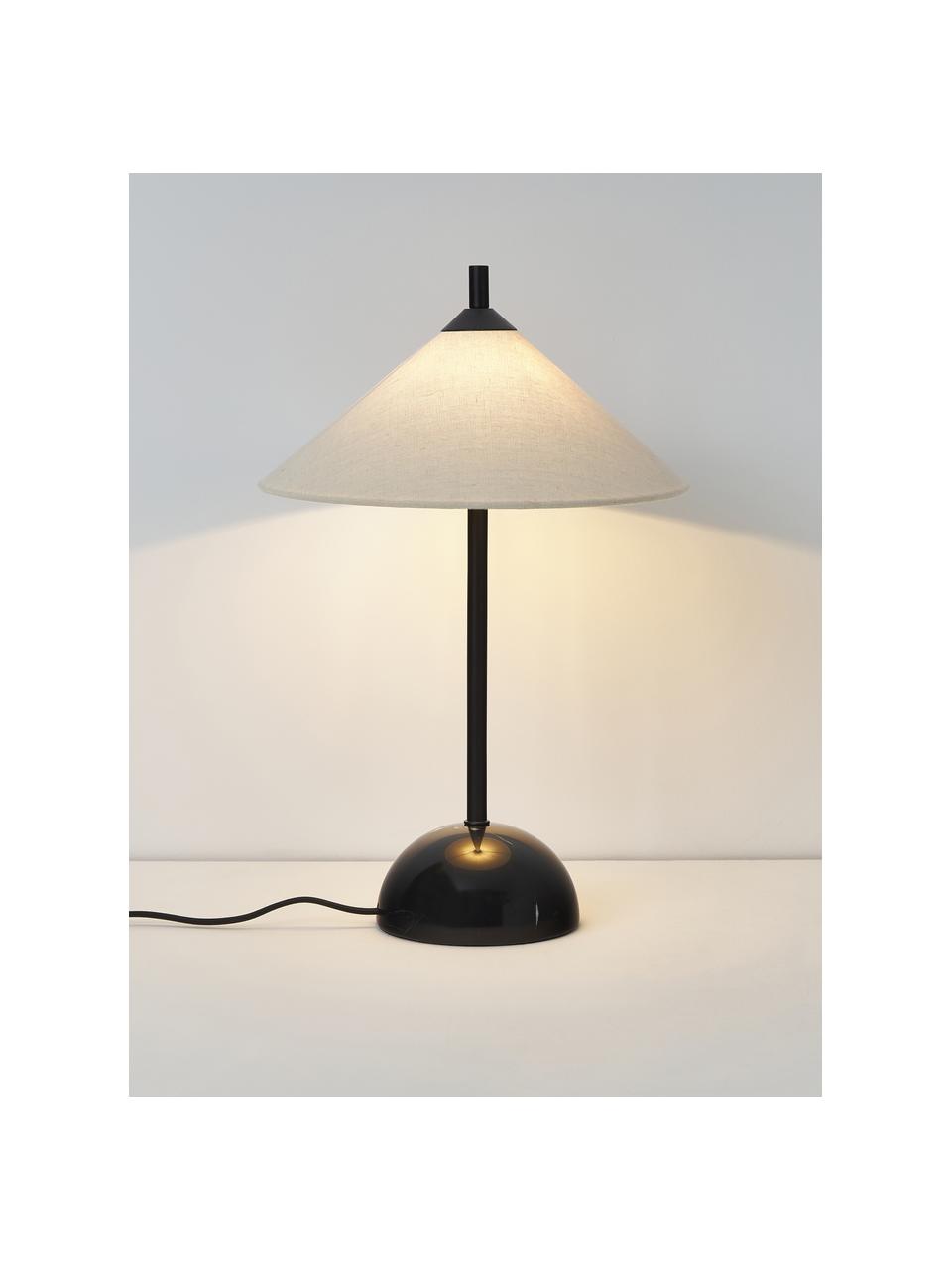 Lampada da tavolo con base in marmo Vica, Paralume: lino (100% poliestere), Struttura: metallo rivestito, Bianco crema, nero marmorizzato, Ø 31 x Alt. 48 cm