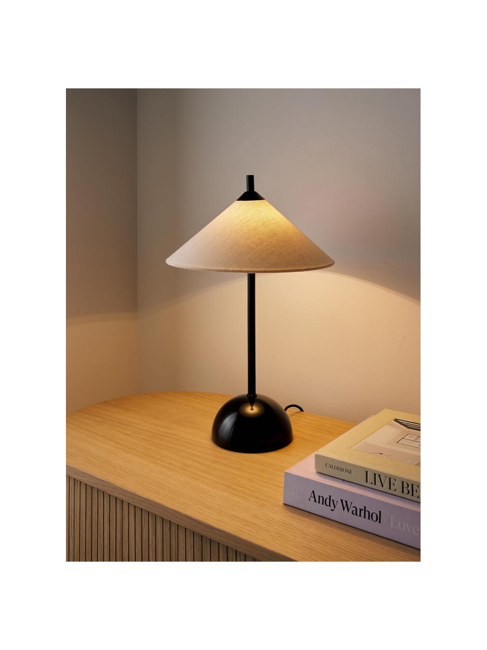 Tischlampe Vica mit Marmorfuß, Lampenschirm: Stoff, Lampenfuß: Marmor, Cremeweiß, Schwarz, marmoriert, Ø 31 x H 48 cm