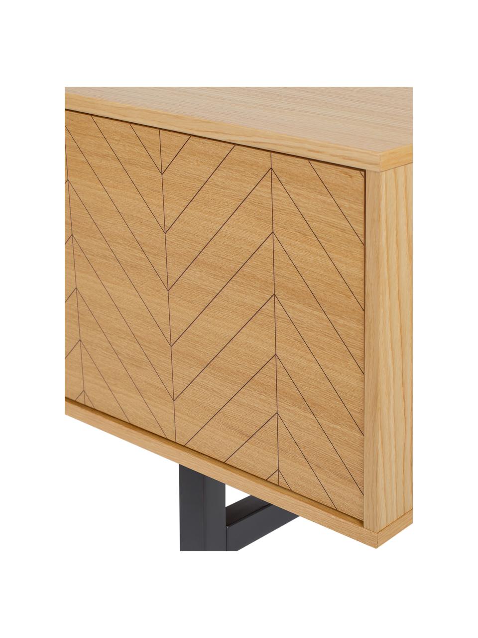 TV-Lowboard Camden mit Türen und Eichenholzfurnier, Korpus: Mitteldichte Holzfaserpla, Eichenholz, 150 x 50 cm