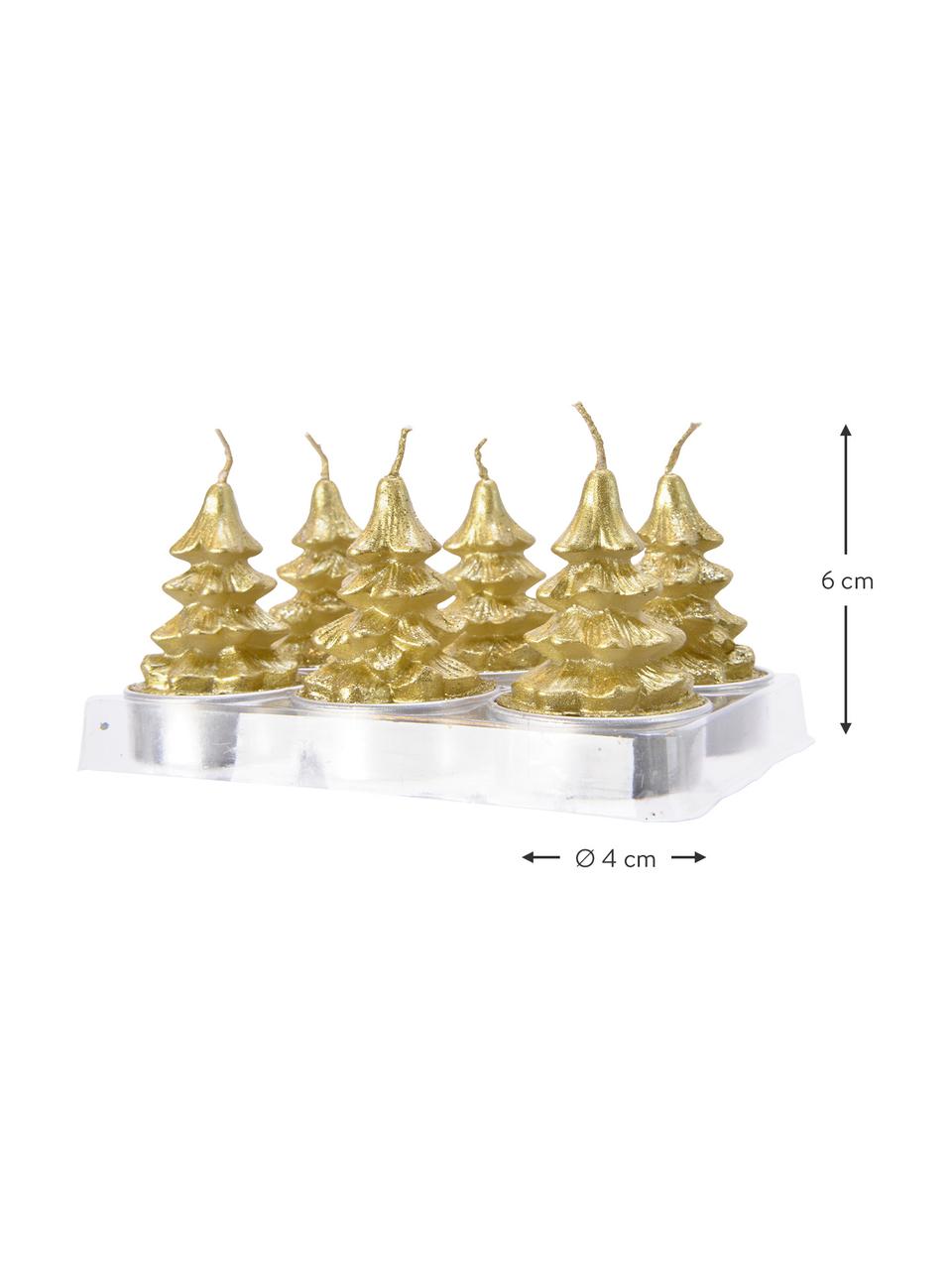 Čajové sviečky Hannu, 6 ks, Vosk, Odtiene zlatej, Ø 4 x V 6 cm