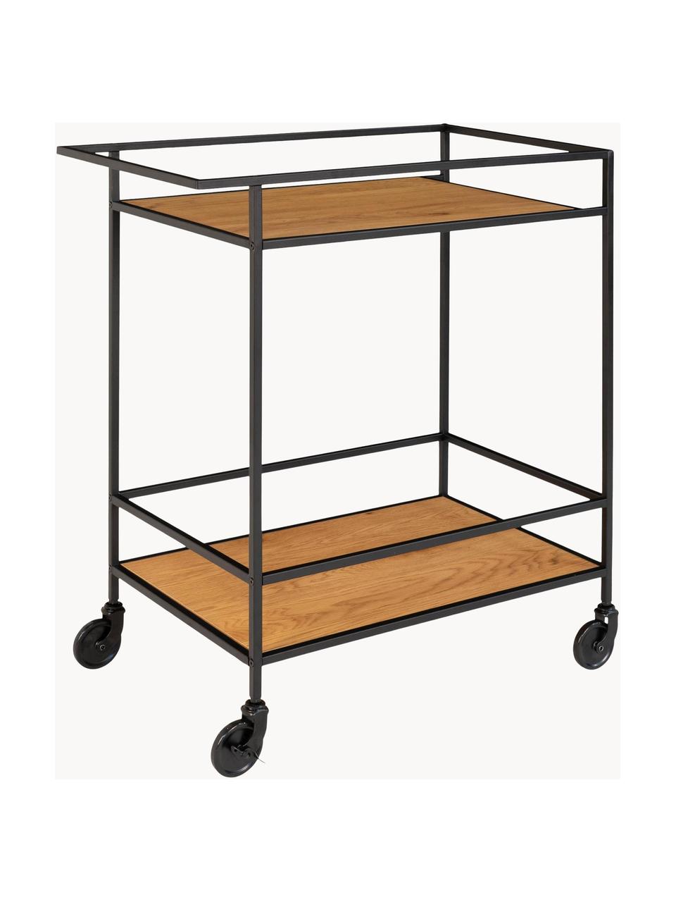 Camarera Vita, Estructura: metal recubierto, Estantes: tablero de fibras de dens, Negro, madera, An 68 x Al 79 cm