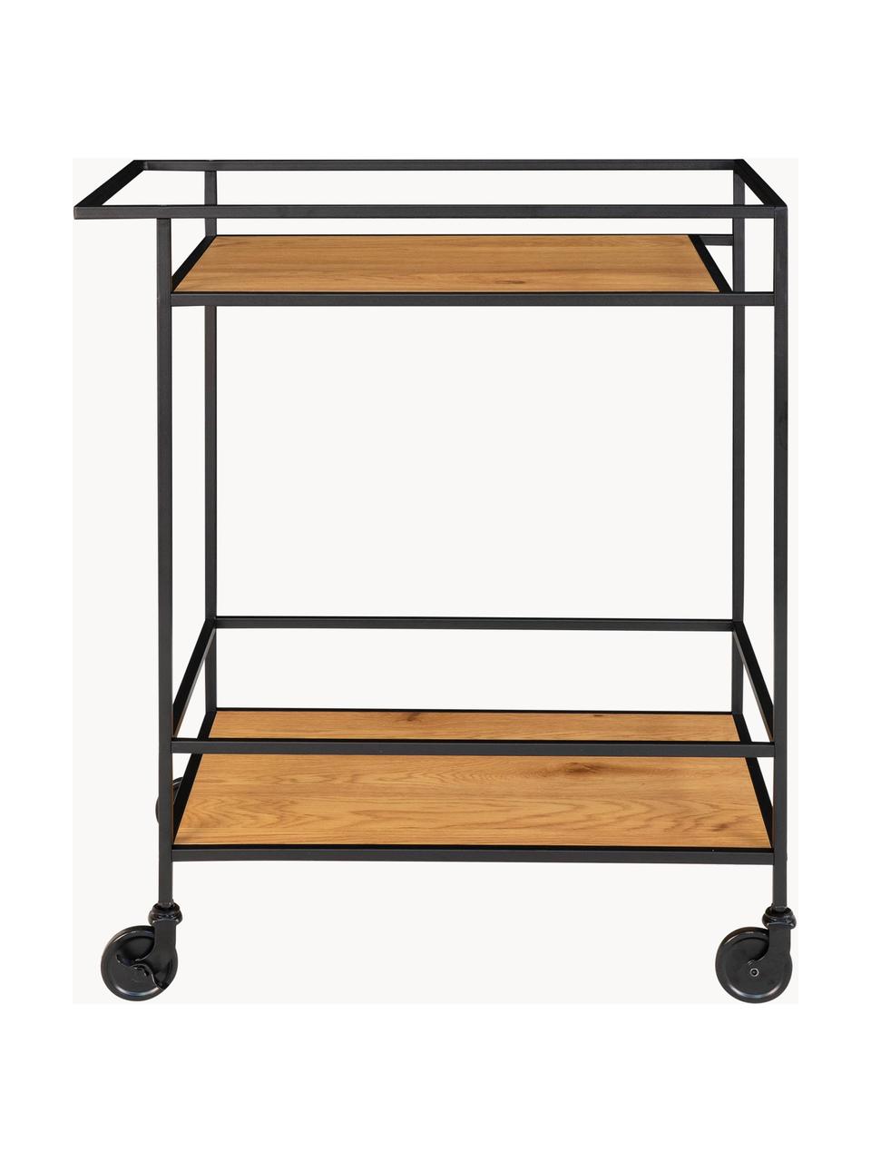 Barcart Vita, Frame: gecoat metaal, Plateaus: MDF, Zwart, hout, B 68 x H 79 cm