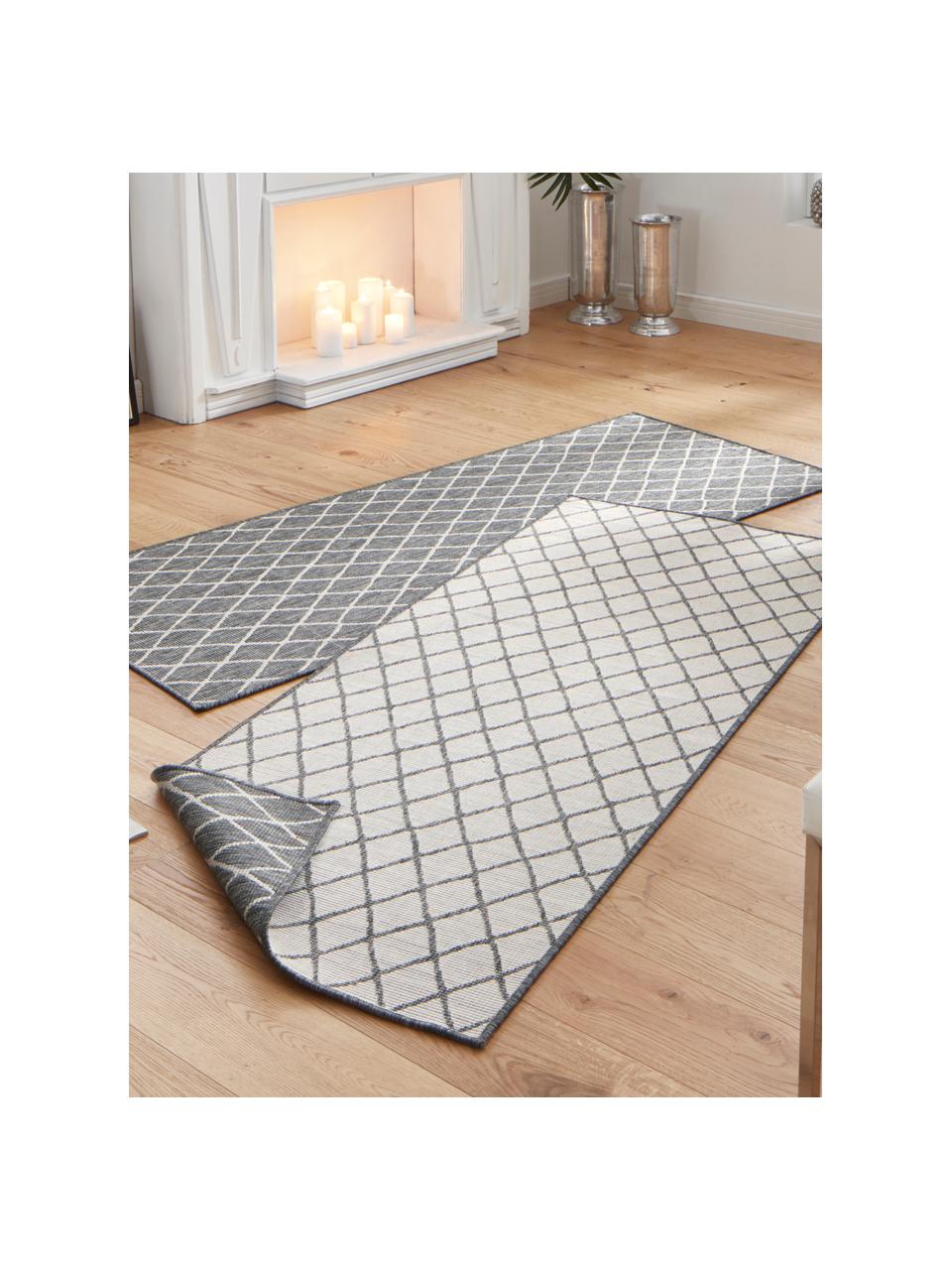 Alfombra reversible de interior/exterior Malaga, Gris, crema, An 80 x L 250 cm