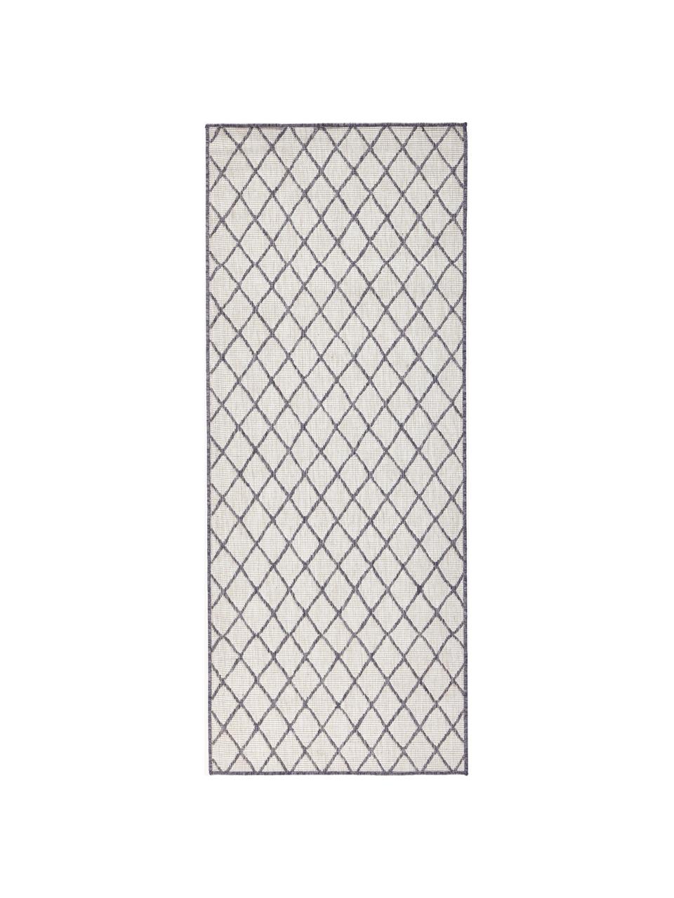 Tapis réversible intérieur-extérieur gris/crème Malaga, 100 % polypropylène, Blanc cassé, gris, larg. 80 x long. 250 cm