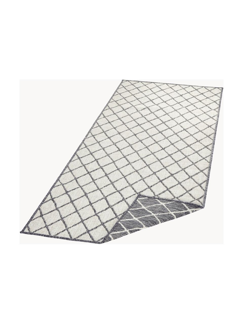 Alfombra reversible de interior/exterior Malaga, Gris, crema, An 80 x L 250 cm