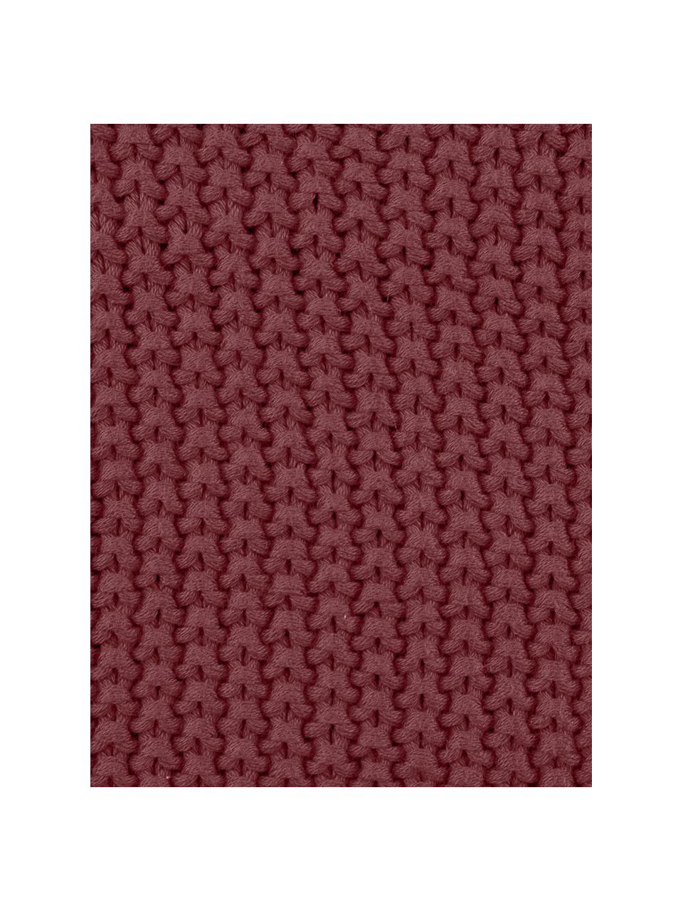 Pletený poťah na vankúš s brmbolcami Molly, 100 %  bavlna, Burgundská červená, Š 40 x D 40 cm