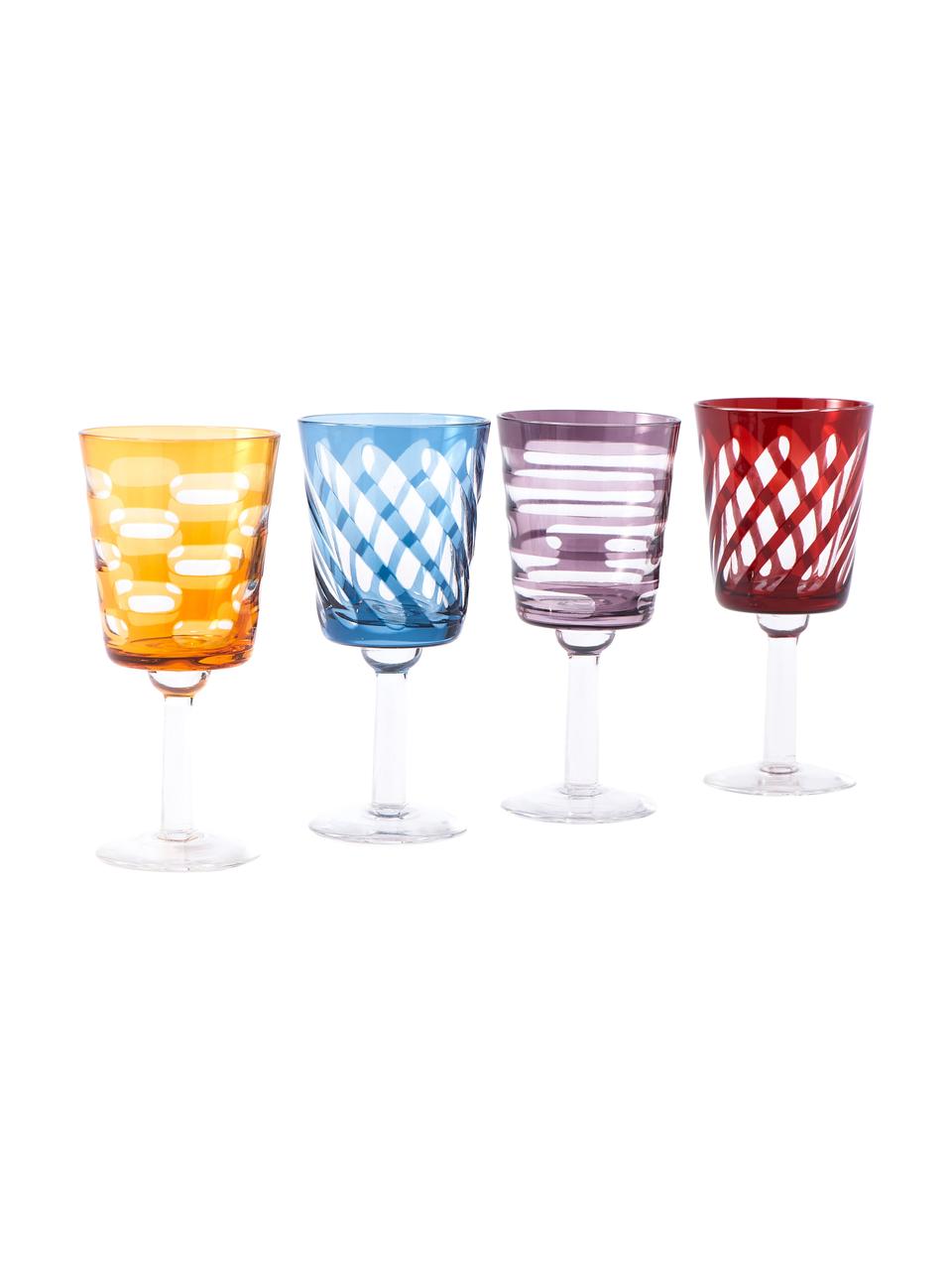 Set de copas de vino Tubular, 4 uds., Vidrio, Multicolor, Ø 8 x Al 15 cm, 200 ml