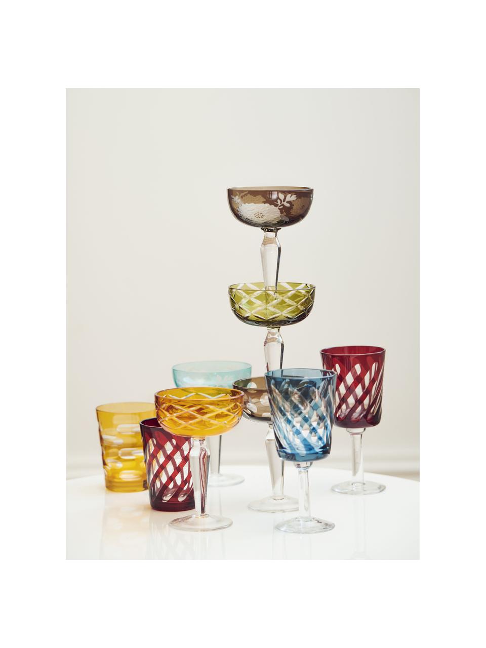 Wijnglazenset Tubular, set van 4, Glas, Meerkleurig, Ø 8 x H 15 cm, 200 ml